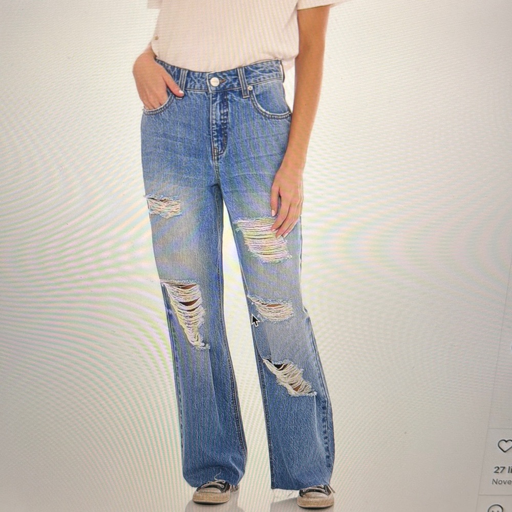 Ashley Mason Premium denim Christie Destroyed Baggy High Rise Size 5